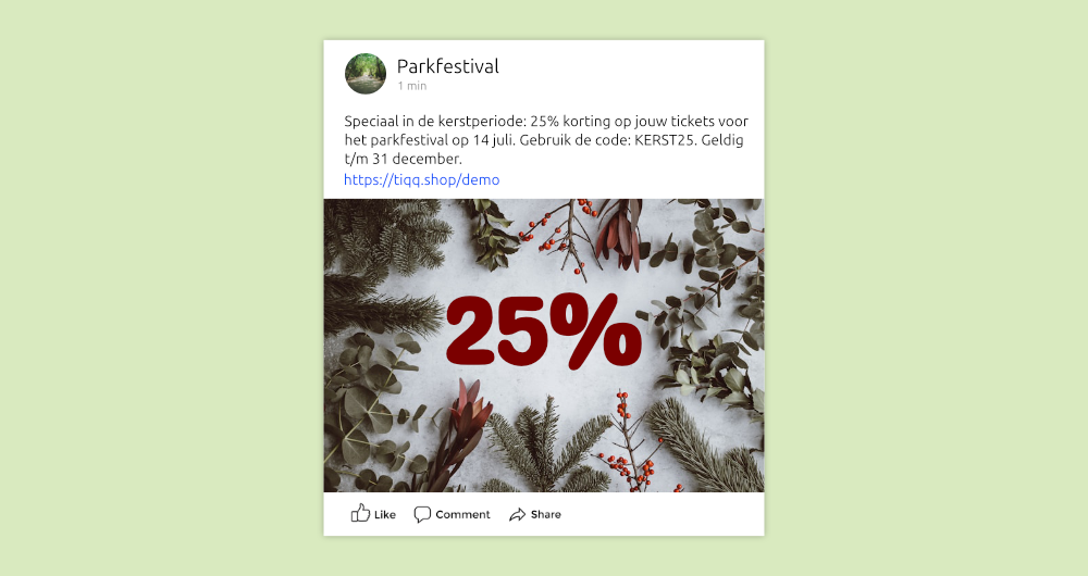 25% korting - Facebook post